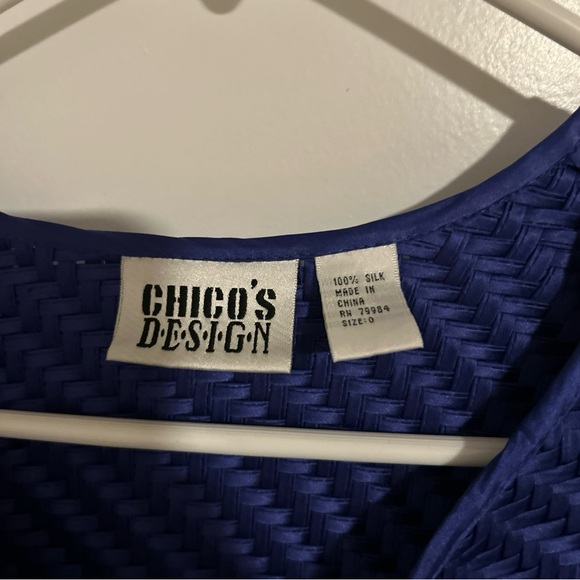 Chico's Silk Woven Ribbon Jacket Sapphire Blue/ Purple Size 0 (Small 4-6) - Picture 3 of 4